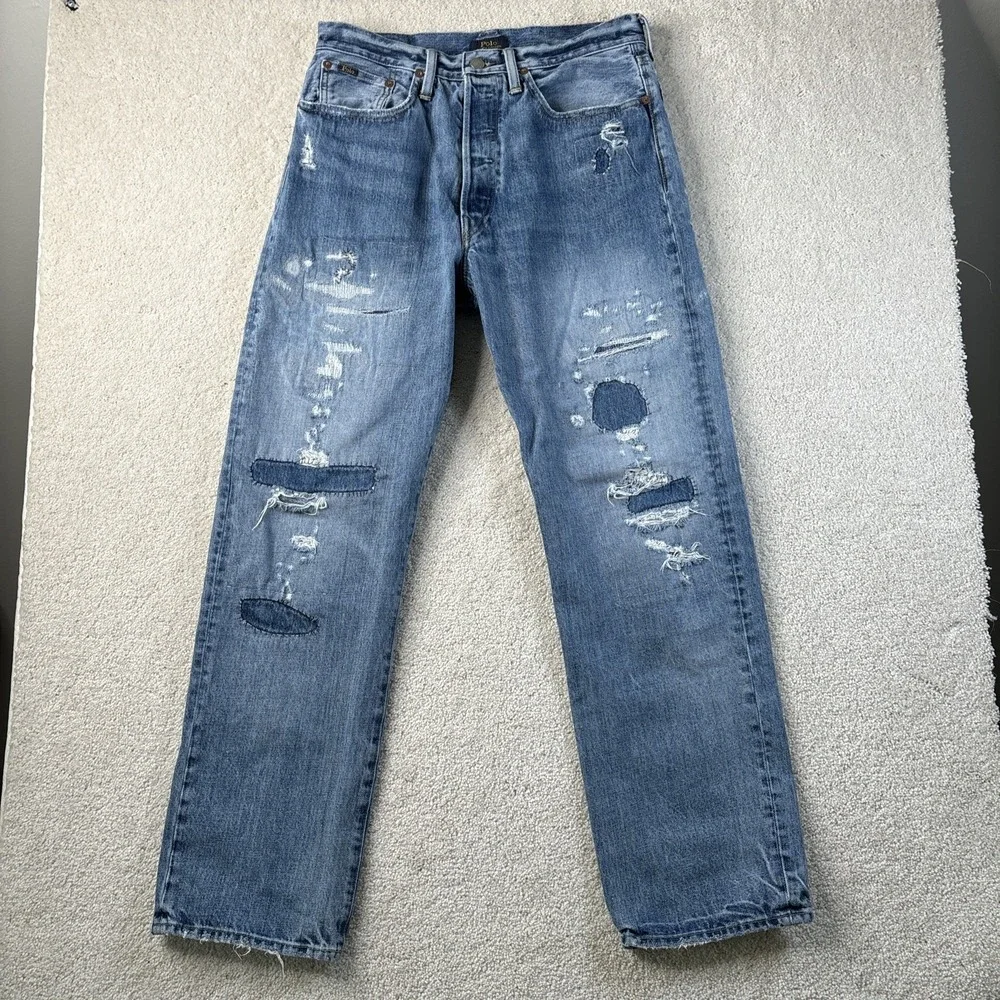 Polo Ralph Lauren Jeans Vintage Classic Fit Distressed Men's 34x30 Button Fly